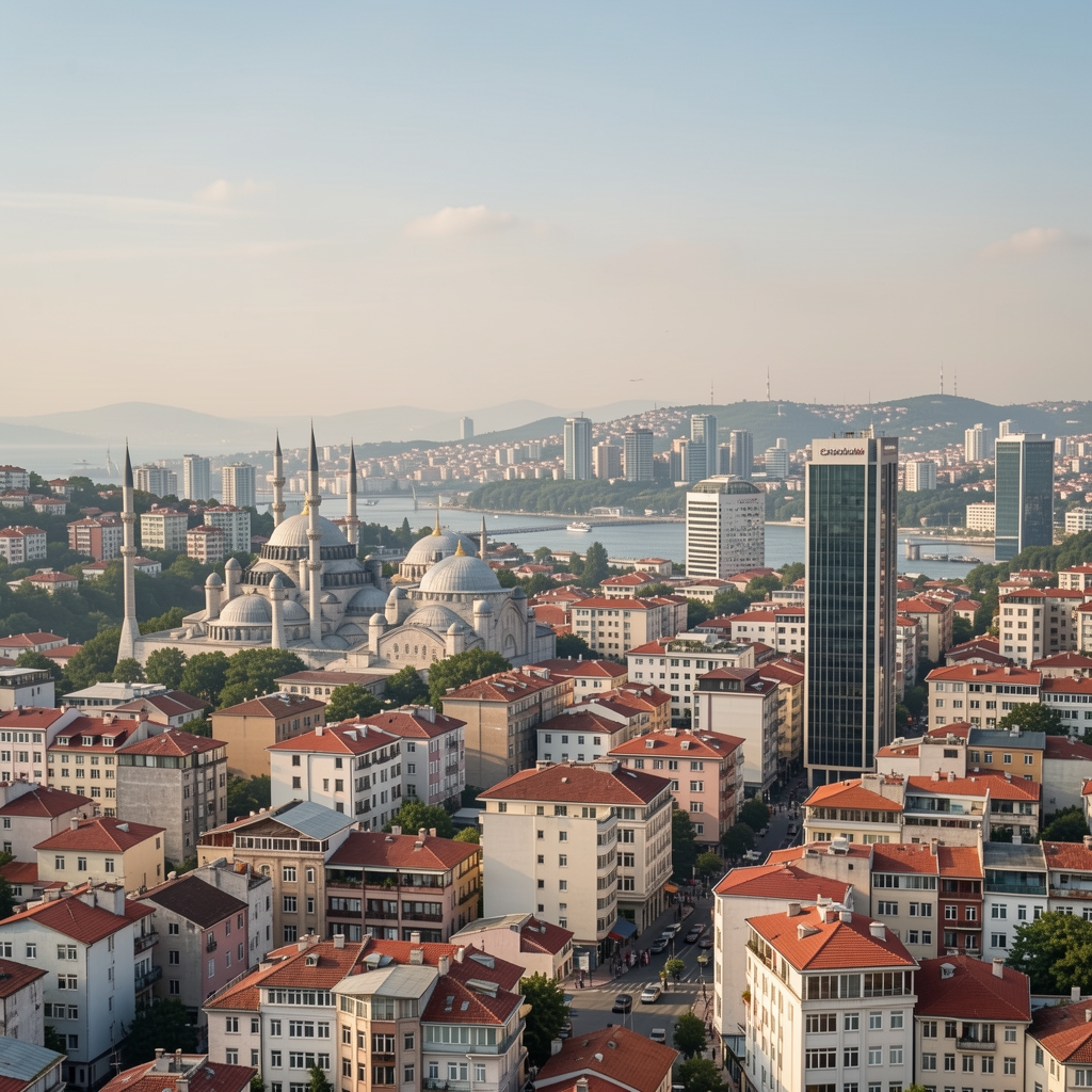 İstanbul Fatih ilçesindeki tarihi ve modern binaların bir arada göründüğü geniş açılı şehir manzarası, kentsel ekonomiyi yansıtıyor
